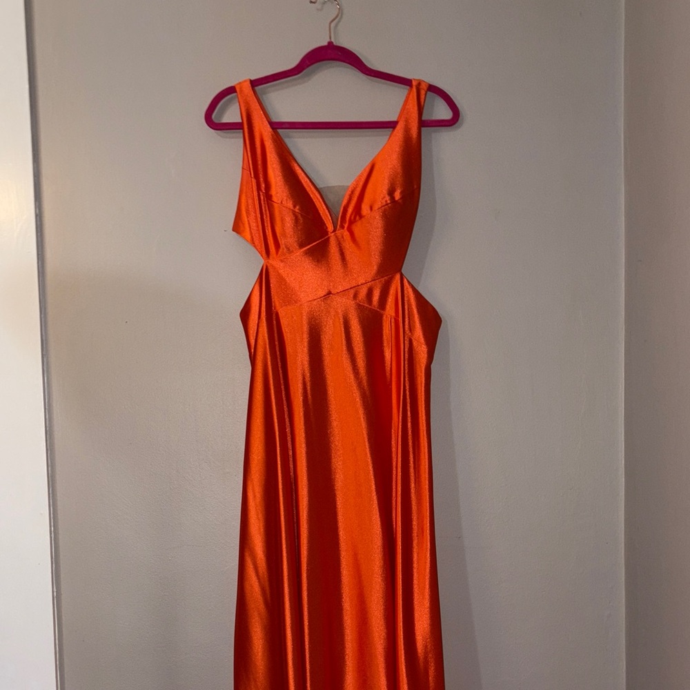 Elegant Orange Satin Dress